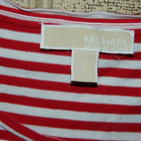 Michael Kors Red and White Sleeveless Top L  (DD-41) - Picture 3 of 4